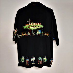 WESTERN MAX MEN WELCOME TO LAS VEGAS GAMBLING POKER RETRO BUTTON-DOWN SHIRT 777